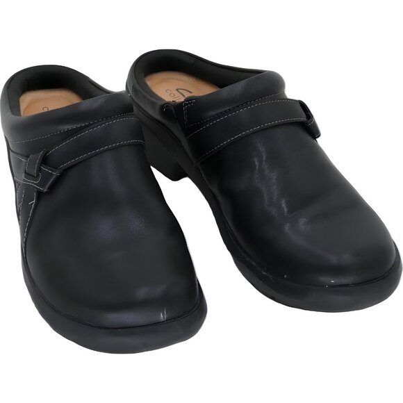 Clarks Angie Mist Black Clog Mule Slip-On Comfort Shoes Women US 7M - Picture 1 of 6